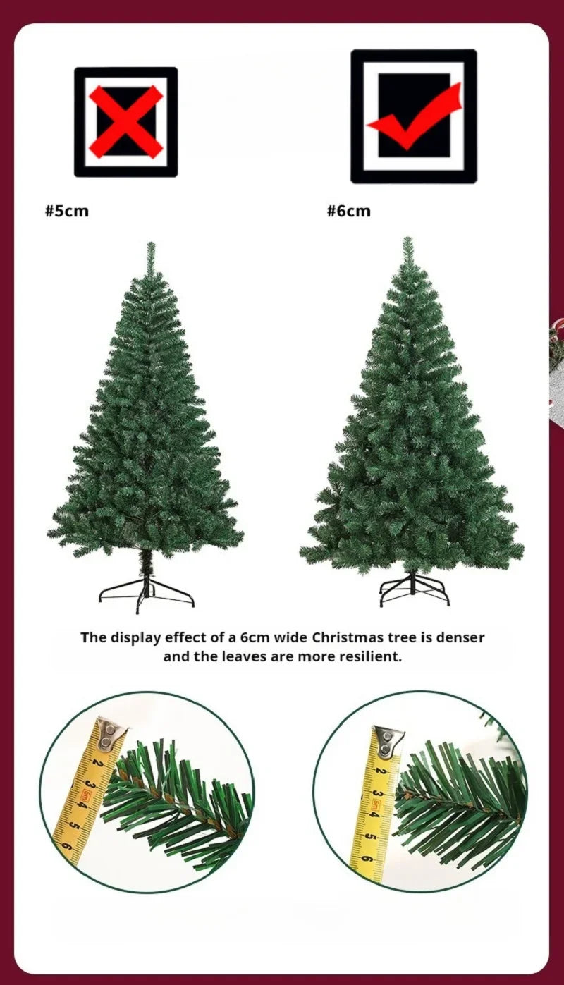 1.2/1.5/1.8/2.1M Christmas Tree Simulation with Metal Holder Base for Home Party Decorations Christmas Ornament Simple Install