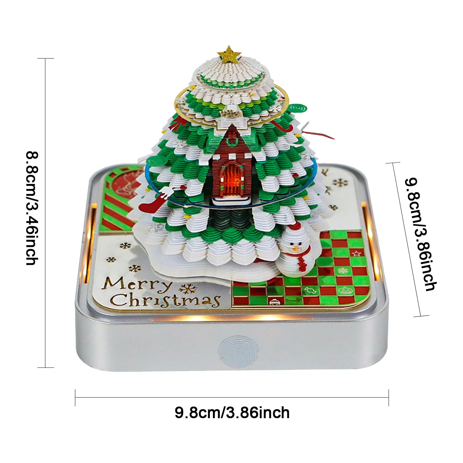 Desk Time Piece Calendar 2026 Desk Calendar With Light 3D Tear-away Calendar Paper Carving Art Memo Pad Notepad Christmas