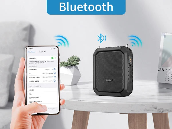 SHIDU Voice Amplifier for Teacher with Wireless Microphone Headset, IPX5 Waterproof Bluetooth Speaker, 4400mAh Power Bank M800