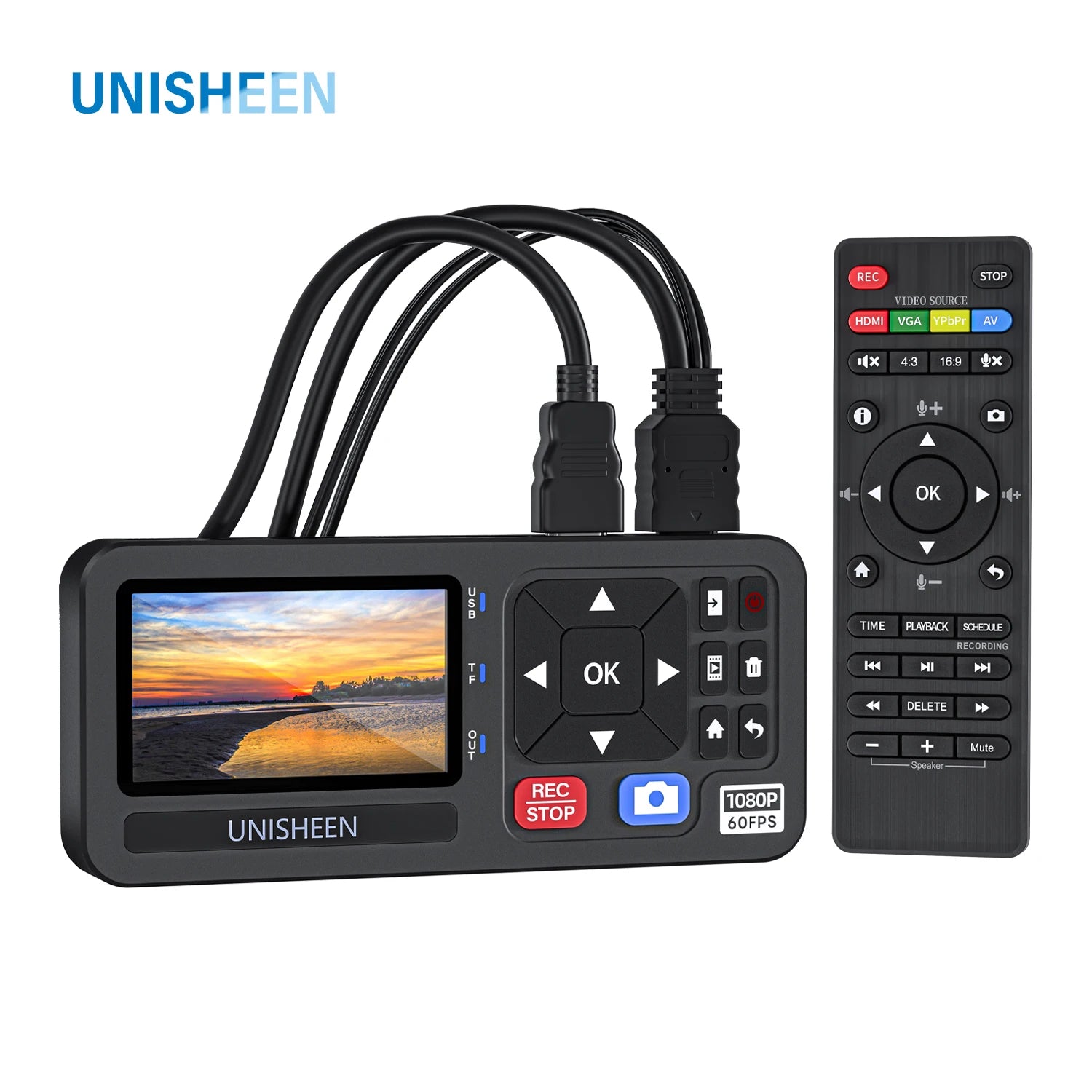 UNISHEEN Old Camcorder Converter Casette MP3 Reel Mini Small VHS Tape to Flash Digital Video Camera Recorder for TV with Monitor