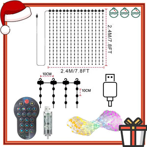Smart Curtain Lights Window LED Fairy Lights APP Control DIY Pattern Music Sync Waterproof Outdoor Garden Wedding Holiday Decor