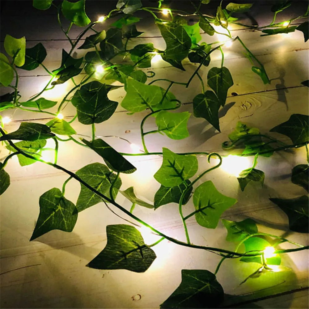 10m 100led Solar String Fairy Lights Outdoor Waterproof Ivy Lights LED Artificial Maple Leaf Christmas for Garden Decoration