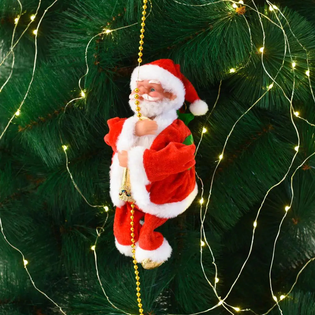 2025 Santa Claus Doll Climbing Ladder with Music Doll, Christmas Tree Ornaments Decorations For Home Navidad New Year Kids Gift