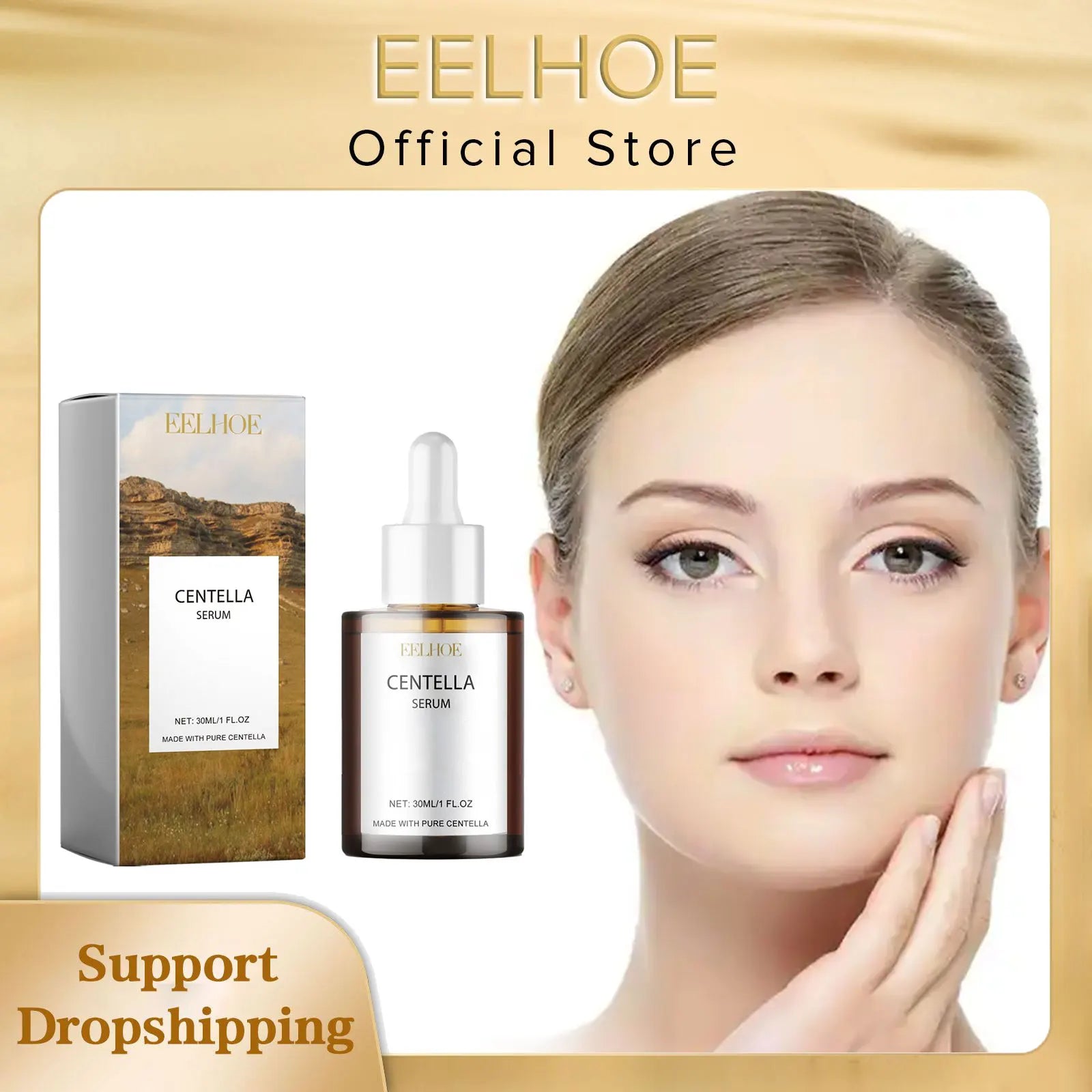 EELHOE Centella Serum Deep Hydration Pore Shrinking Smooth Moisturizing Facial Skin Rejuvenation Hyaluronic Acid Face Serum 30ml