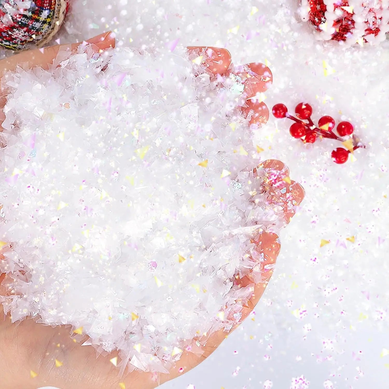 Artificial Fake Snow Christmas Snow Powder Winter Snowflake Decor for DIY Crafts Village Displays Holiday Xmas Party Favors
