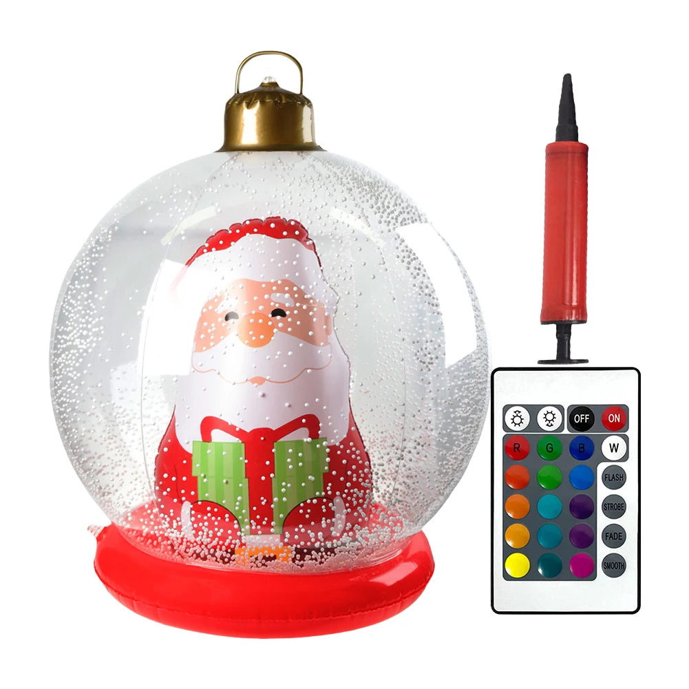 60cm Giant Inflatable Christmas Ball with Lights Remote Control Giant Luminous Inflatable Christmas Ball Outdoor Christmas Decor