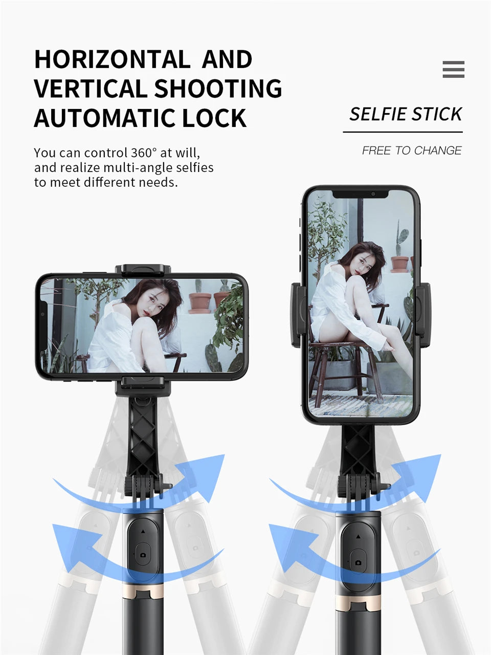 FGCLSY 2024 New Gimbal Stabilizer Selfie Stick Wireless Foldable Tripod with Bluetooth Shutter Monopod for IOS Android