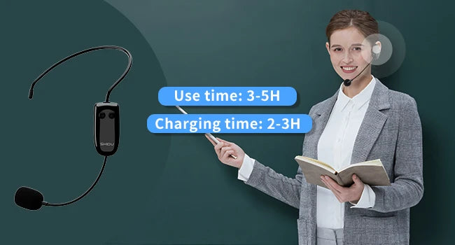 SHIDU Voice Amplifier for Teacher with Wireless Microphone Headset, IPX5 Waterproof Bluetooth Speaker, 4400mAh Power Bank M800