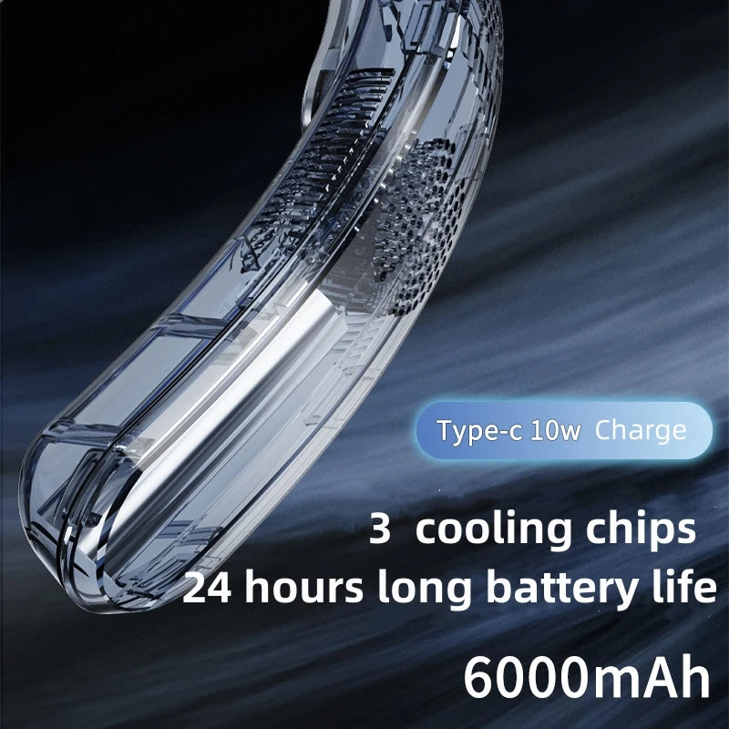 2025 New Wearable Air Conditioner USB Rechargeable Portable 3 Refrigeration Hanging Neck Fan Mute 6000mAh Outdoor Summer Cooler