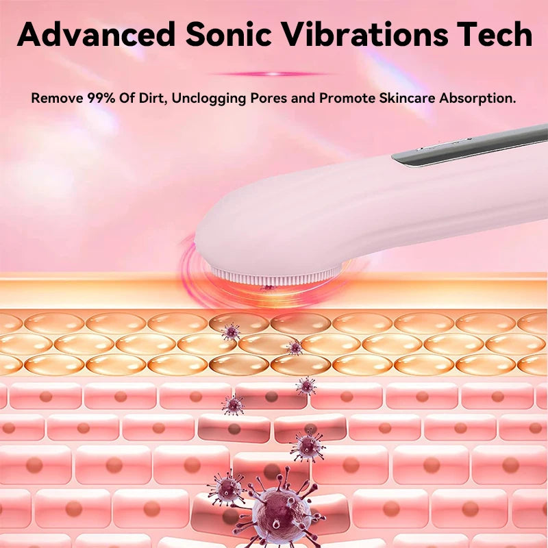 Sonic IPX7 Waterproof Facial Cleansing Brush Device Face Skin Care Scrubber Exfoliator Cleaner Vibration Massager Deep Cleansing