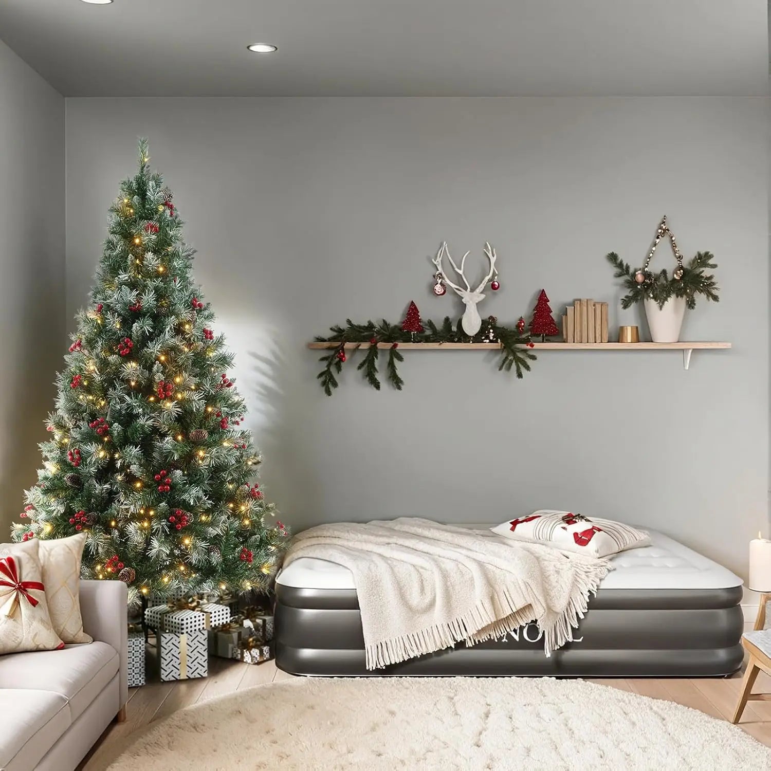 Christmas Tree with Lights 6ft Premium Artificial Christmas Tree with 874 Branch and 250 Warm Lightsm  Easy Assembly