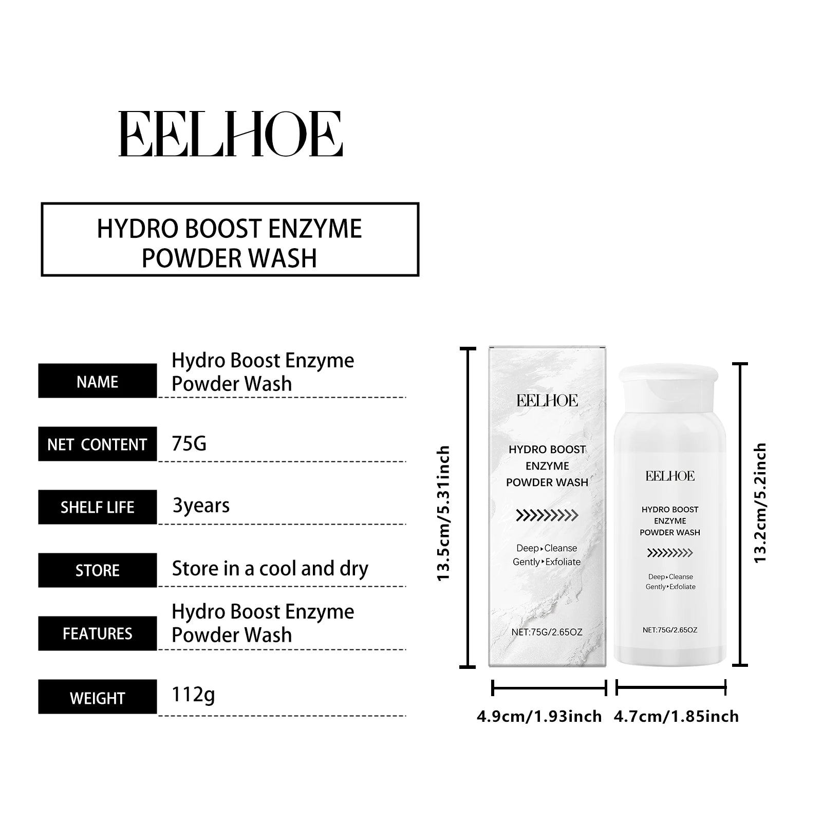 Enzyme Face Powder Wash Skin Oil Control Clean Facial Pores Remove Blackheads Pimples Brighten Skin Tone Long-lasting Freshness