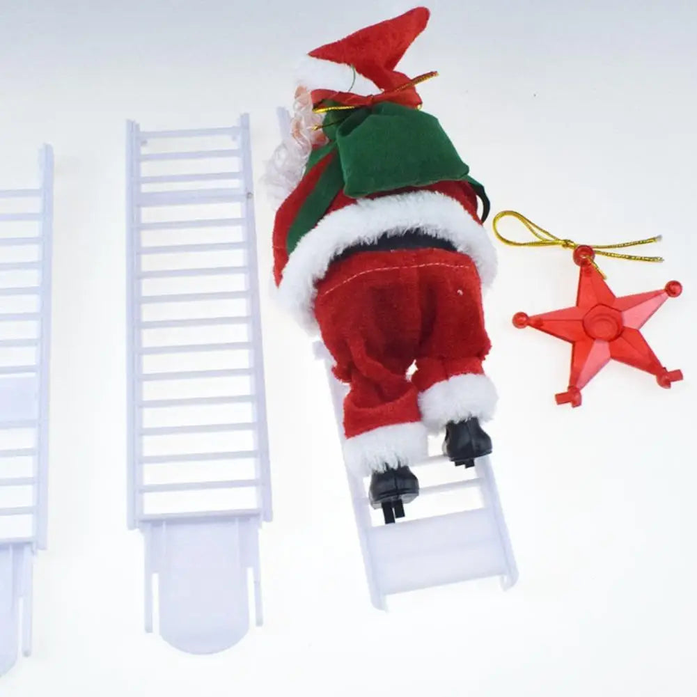 2025 Santa Claus Doll Climbing Ladder with Music Doll, Christmas Tree Ornaments Decorations For Home Navidad New Year Kids Gift