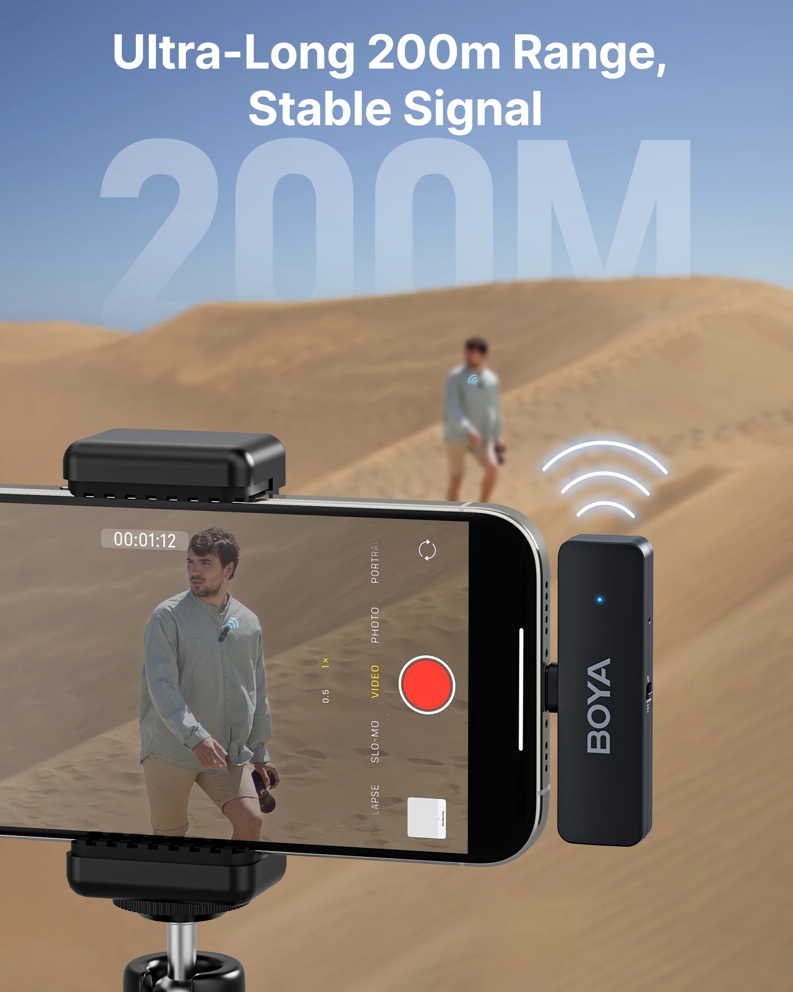 BOYA BY-V4U Wireless Lavalier Lapel Microphone for iPhone Android Phone PC YouTube Video Recording Vlog Live Streaming Interview