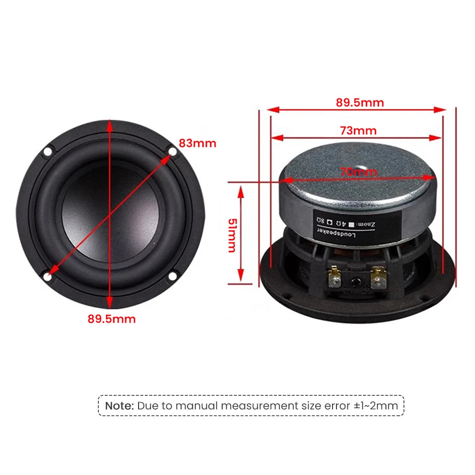 AIYIMA Audio 3 Inch Portable Subwoofer Speaker 60W Power 4 Ohm Big Voice Coil Steel Cannon DIY Sound Bass Loudspeaker Home