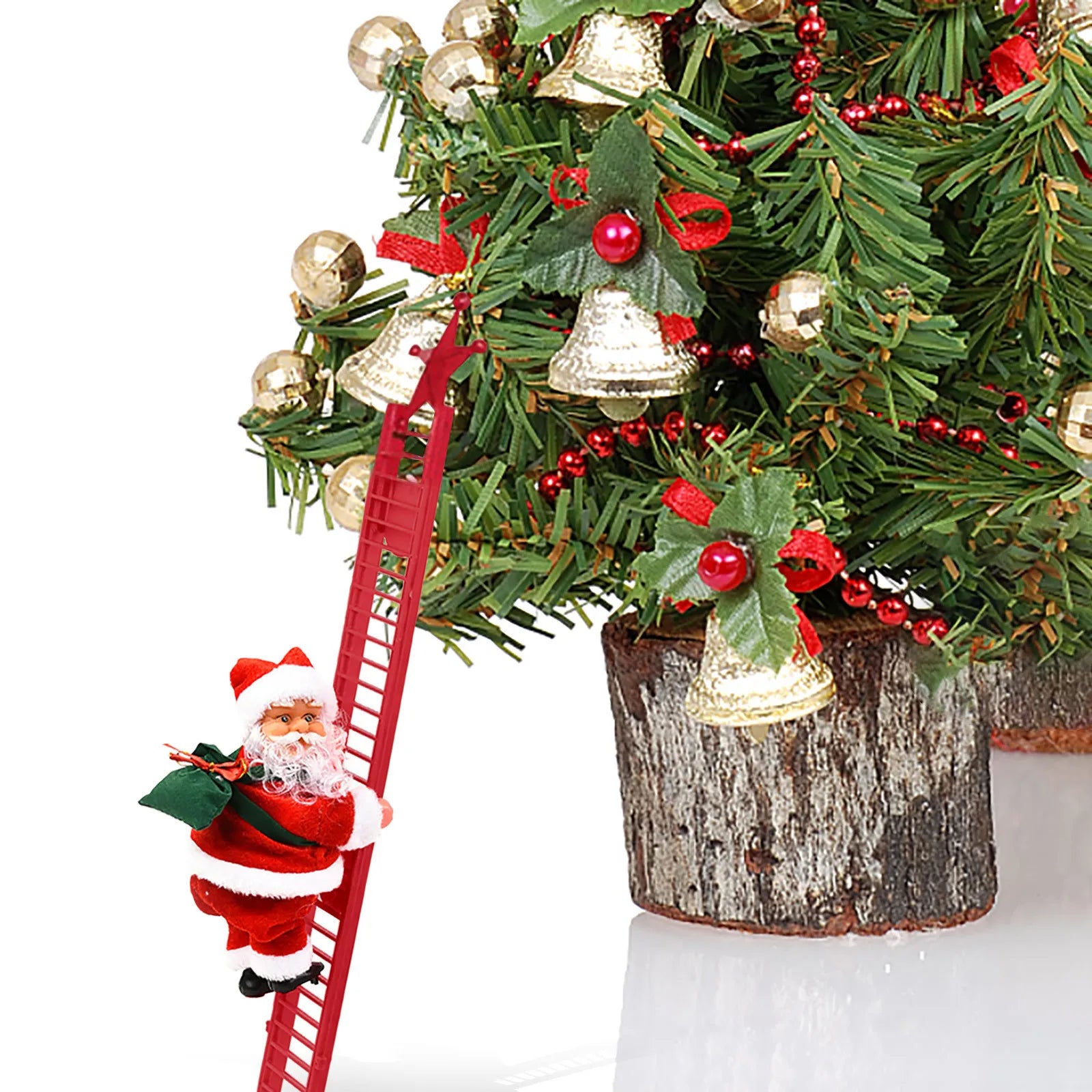 Electric Climbing Ladder Santa Claus with Music & LED Light, Xmas Tree Decorations Hanging Christmas Ornaments Tree Decor