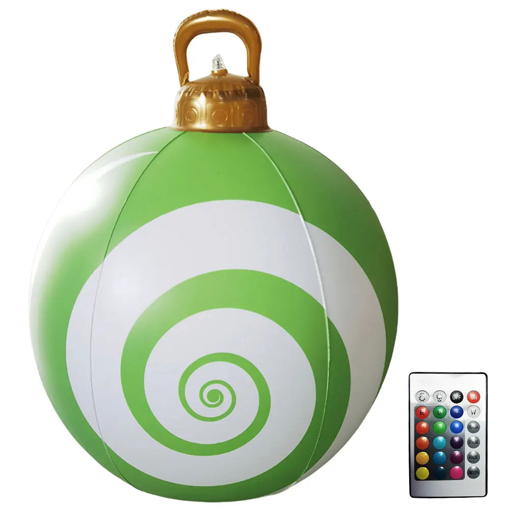 60cm Giant Inflatable Christmas Ball with Lights Remote Control Giant Luminous Inflatable Christmas Ball Outdoor Christmas Decor