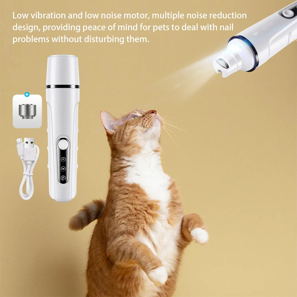 Pet Nail Grinder with LED Light Professional Rechargeable Pet Paws Grooming Tool for Small Medium Large Pet
