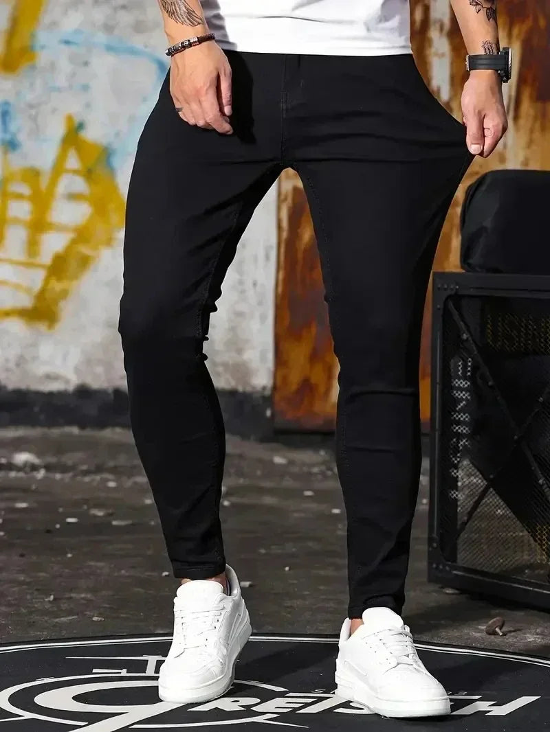 2025 - 2026 Spring New Mens Slim Fit Classic Skinny Jeans Casual Street Style Casual Mens Skinny Jeans Male Slim Fit Pencil Denim Blue - You Offer