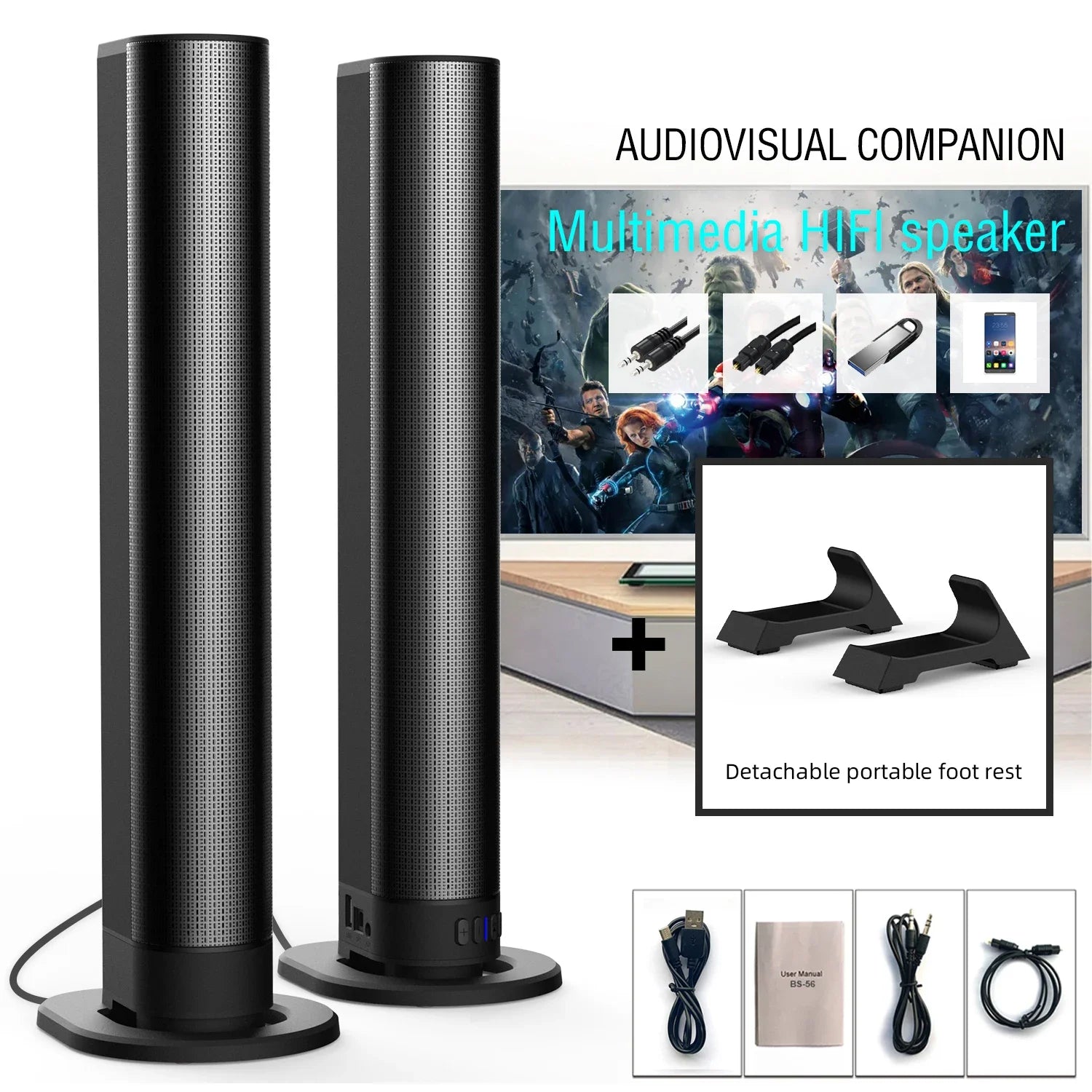 FM Soundbar TV Bluetooth Speakers HDMI/AUX/BT/OPT Connections Soundbars with 2-in-1 Detachable Home Cinema Shengba Sound System