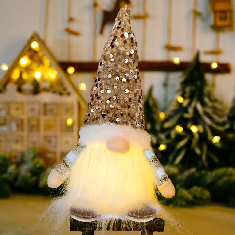 Christmas Decorations, Long Beard, Plush Hat, Light, Gift Holder, Walking Stick, Rudolph Doll, Window Display Item Navidad