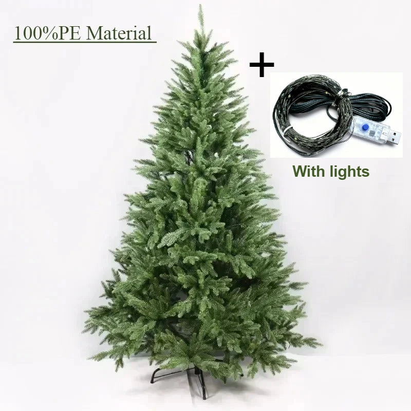 Artificial Christmas Tree 100% PE Encryption Material with Lights Large Christmas Tree 1.2m to 2.4m Family Christmas Decorations