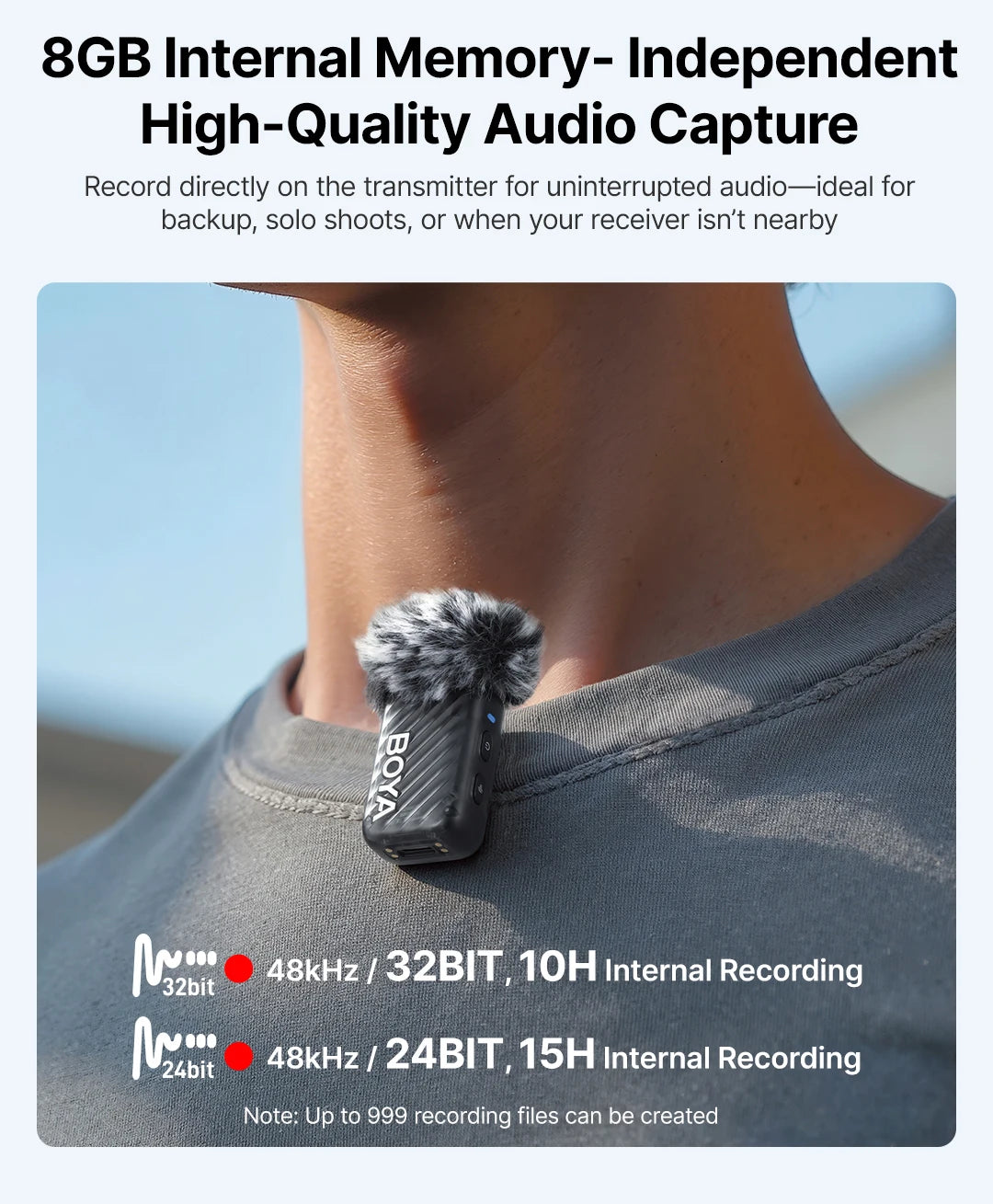 BOYA BOYAMIC 2 Professional Wireless Lavalier Lapel Microphone for iPhone USB-C Android Camera for Live Streaming Recording Vlog