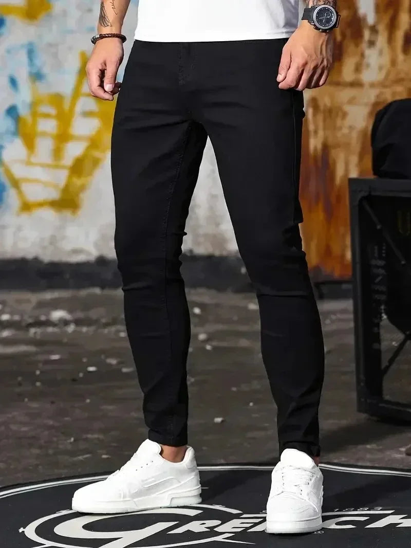 2025 - 2026 Spring New Mens Slim Fit Classic Skinny Jeans Casual Street Style Casual Mens Skinny Jeans Male Slim Fit Pencil Denim Blue - You Offer