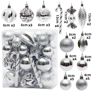 29/40/50pcs Silver Red Special-shaped Christmas Ball Ornaments Christmas Tree Party Decoration Christmas Spheres Pendant New