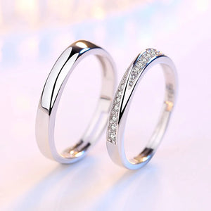 2Pcs 925 Sterling Silver Couples Ring Sets Light Polishing Simple Ring for Woman Man Classic Wedding Fine Jewelry Circle - You Offer