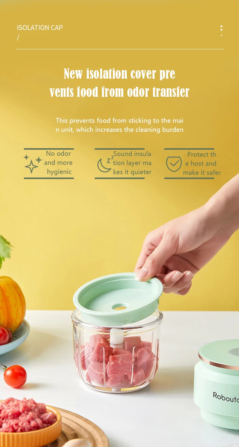 Mi Glass Electric Garlic Crusher Portable Fresh Meat Chopper USB Charging Ginger Chili Vegetable Masher Machine Kitchen Tool