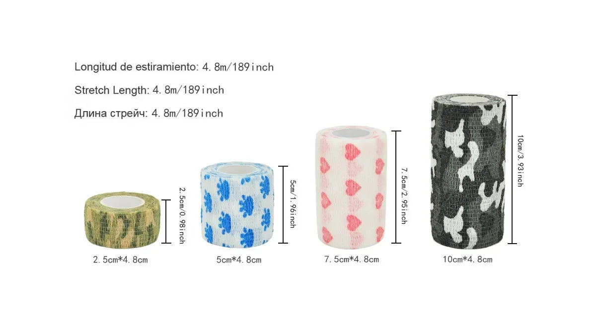 1/6/10Pcs  Red love heart  Printed Self Adhesive Elastic Bandage 4.8m Sports Wrap Tape for Finger Joint Knee