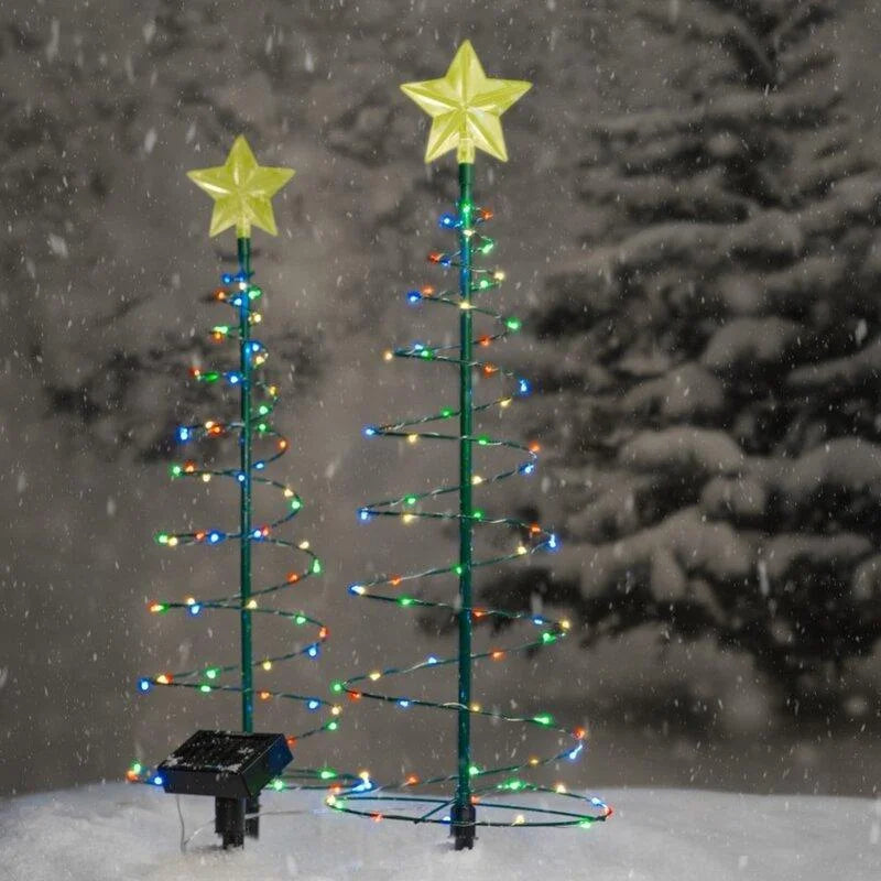 Solar Outdoor Garden Christmas Tree Light DIY Wrought Iron Waterproof Festive Atmosphere Light for Patio Lawn