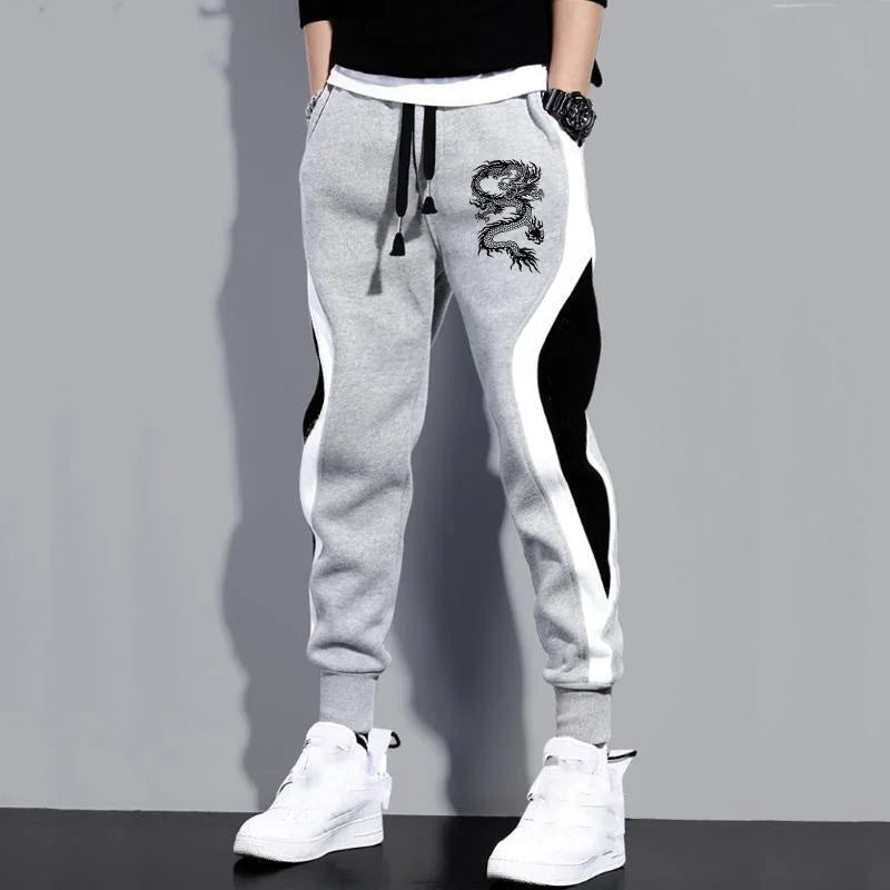 New Men Casual Drawstring dragon print Pants Jogger Pants Sweatpants Running Pants Sweatpants for Men - You Offer