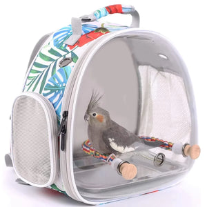 Bird Cage Parrot Travel Carrier Backpack with Rope Perch Stainless Steel Tray Clear Bubble Space Capsule Birds Pet Accessories