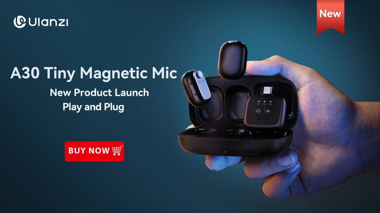Ulanzi J12 Wireless Lavalier Microphone Audio Video Recording Mini Mic Plug Play For Smartphone Android iPhone Live Broadcast