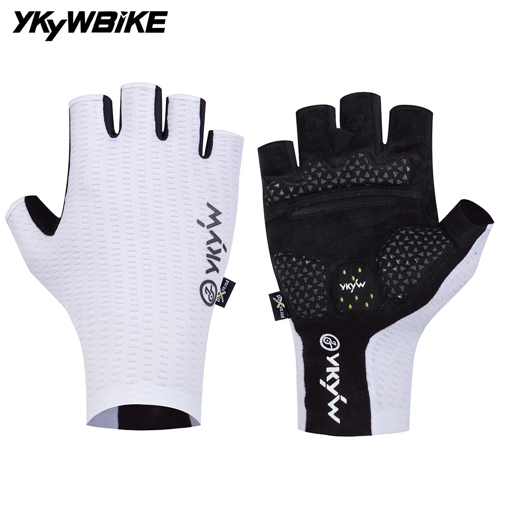 YKYWBIKE 2025 Cycling Sports Gloves PORON XRD Sponge Summer Road Bike Gloves Shock-Absorbing Bicycle MTB Half Finger Gloves