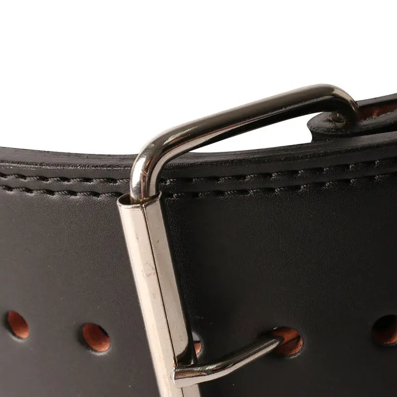 Leather Powerlifting Belt Black Single Prong Weightlifting Belt Gym Squat&Deadlift Adjustable Waist Protection Lumbar Brace
