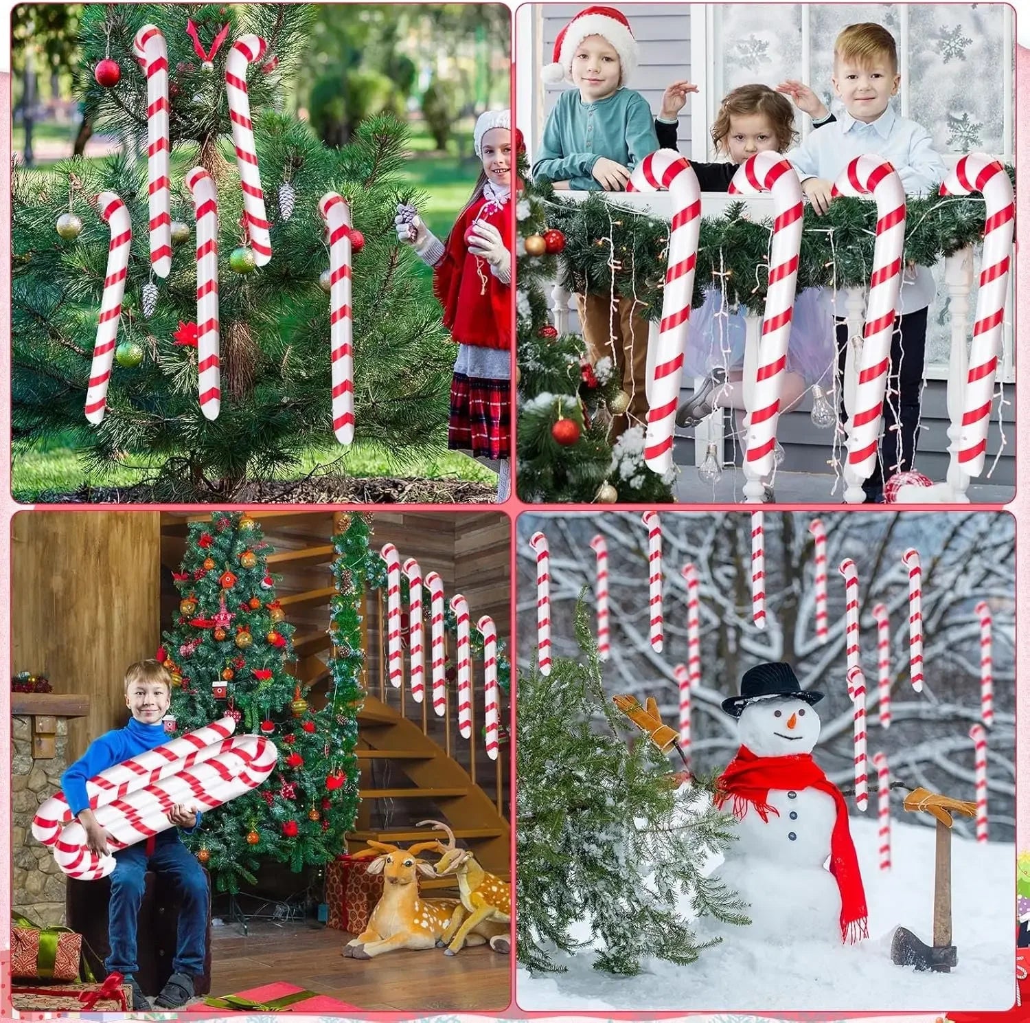 1/10PCS Inflatable Christmas Candy Cane Xmas Candy Cane Balloons Xmas Tree Hanging Ornament New Year Party Decor Christmas Gift