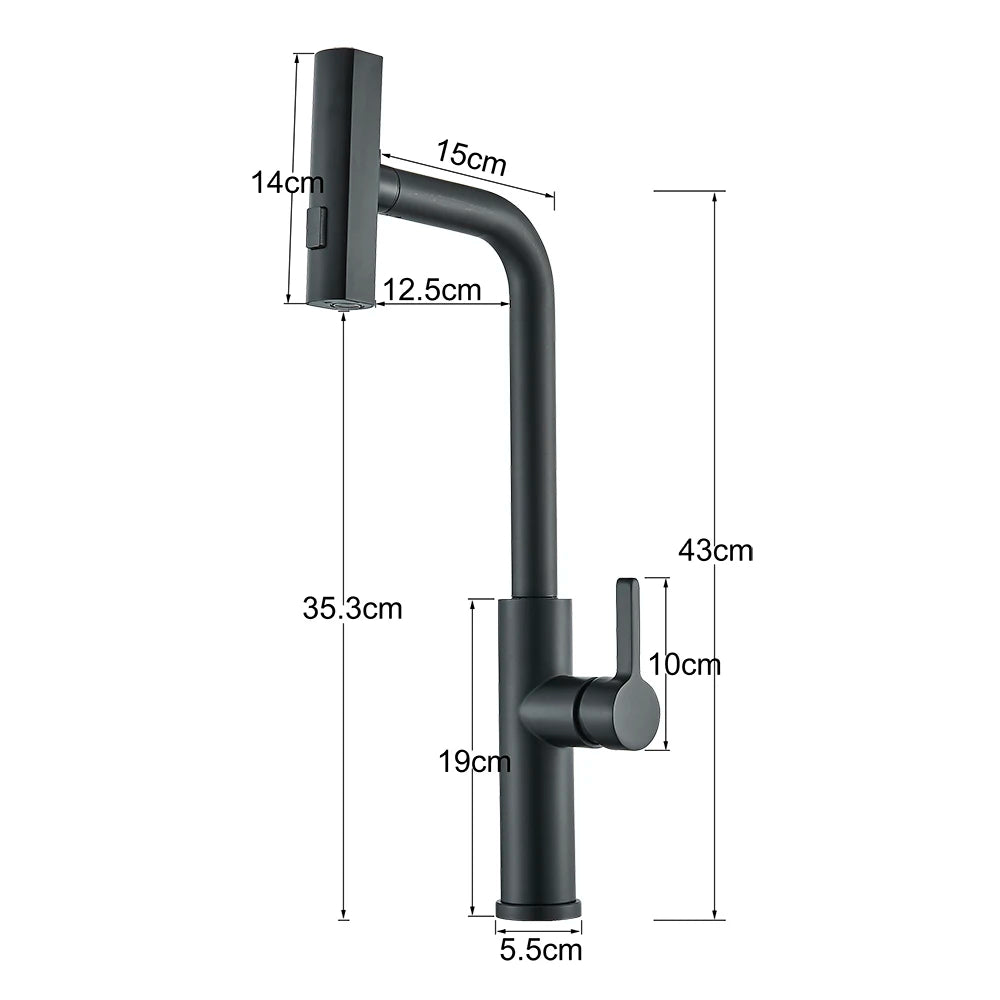 Black Kitchen Faucets Black Pull Out Rotation Waterfall Sprayer Sink Mixer Brushed Nickle Water Tap - You Offer
