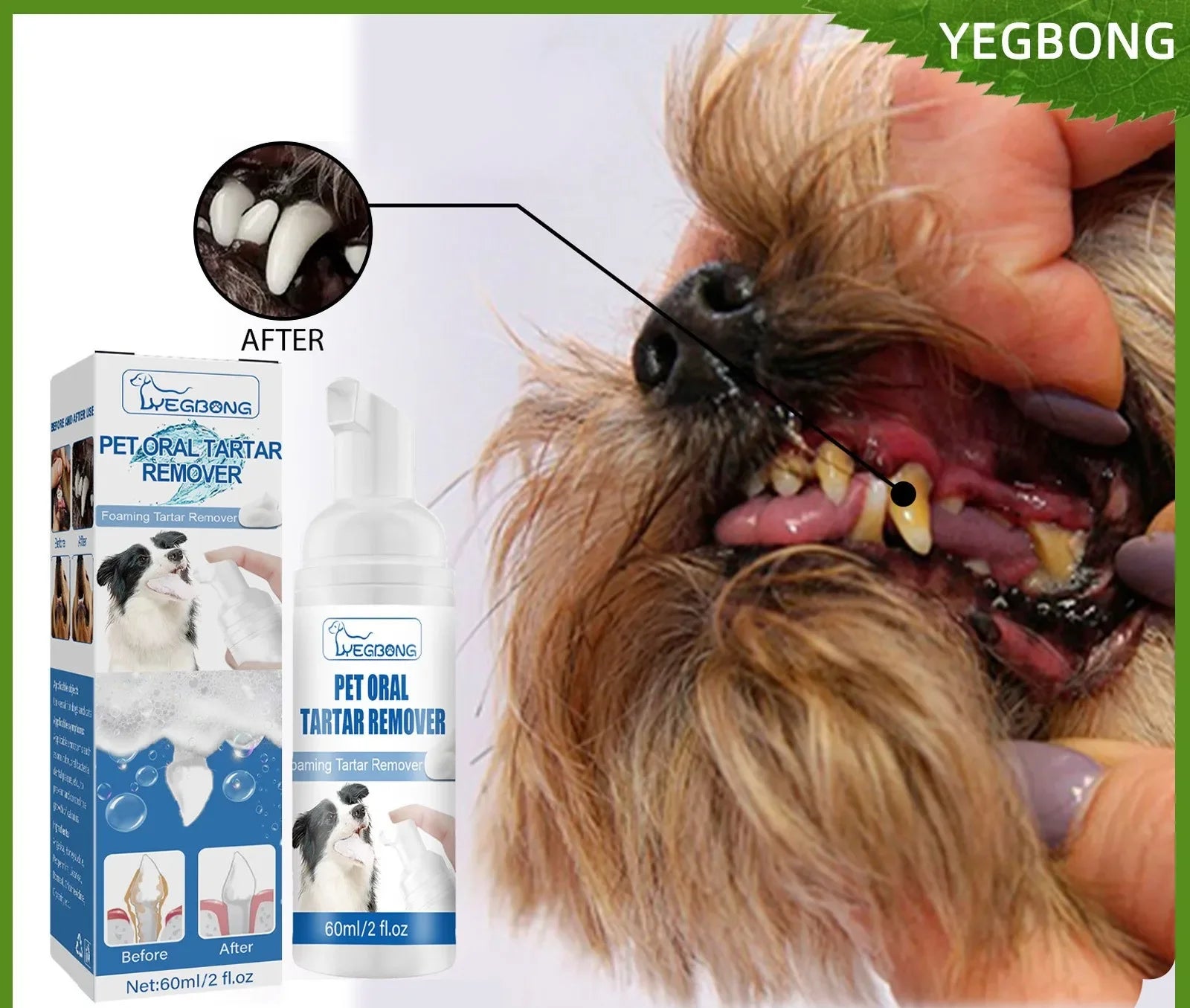 Pet Tartar Remover, Dog Calculus, Yellow Teeth, Bad Breath, Teeth Cleaning, Pet Oral Foam Cleaner