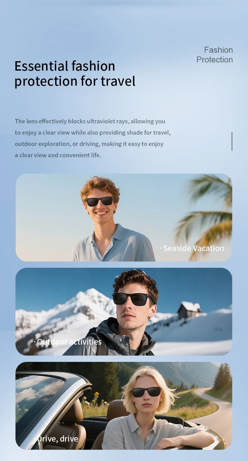 2025 AI Translation Smart Glasses  Bluetooth Call Headphones UV Protective Lenses Connected Bezel Outdoor Sports Sunglasses