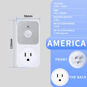 YICHENG Motion Activated Power Socket Electrical Outlet Motion Detection Sensor Security Garage Light ,PIR Sensor Socket