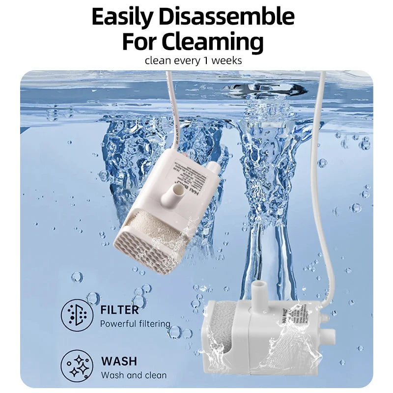 ROJECO Cat Water Fountain Water Pump For 1.5L Transparent Pet Water Fountain Drinking Dispenser Replacement Pump Accessories