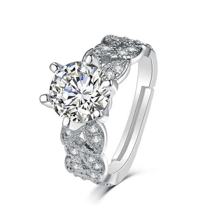 Adjustable Solitaire Rings for Women Bridal Classic Silver Color AAA+Cubic Zirconia Wedding Engagement Marriage Ring Jewelry - You Offer