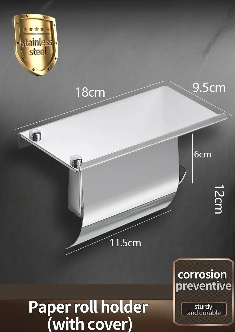 304 Stainless Steel Bathroom Toilet Paper Holder Waterproof Roll Paper Box Tissue Box Holder Bathroom Hardware Accessories