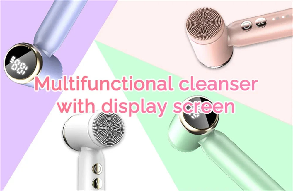 6 In 1 Electric Cleansing Brush Ultrasonic Facial Cleaner Rotating Cleansing Face Deep Cleansing Exfoliation & Gentle Skincare