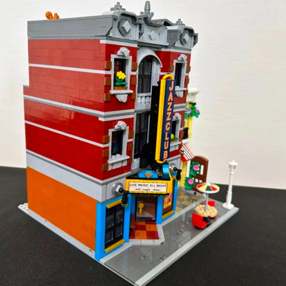 Creative Expert Brick Bank Cafe Corner Model MOC Street View House Building Blocks Toys Pet Book Shop Town Hall Downtown Diner