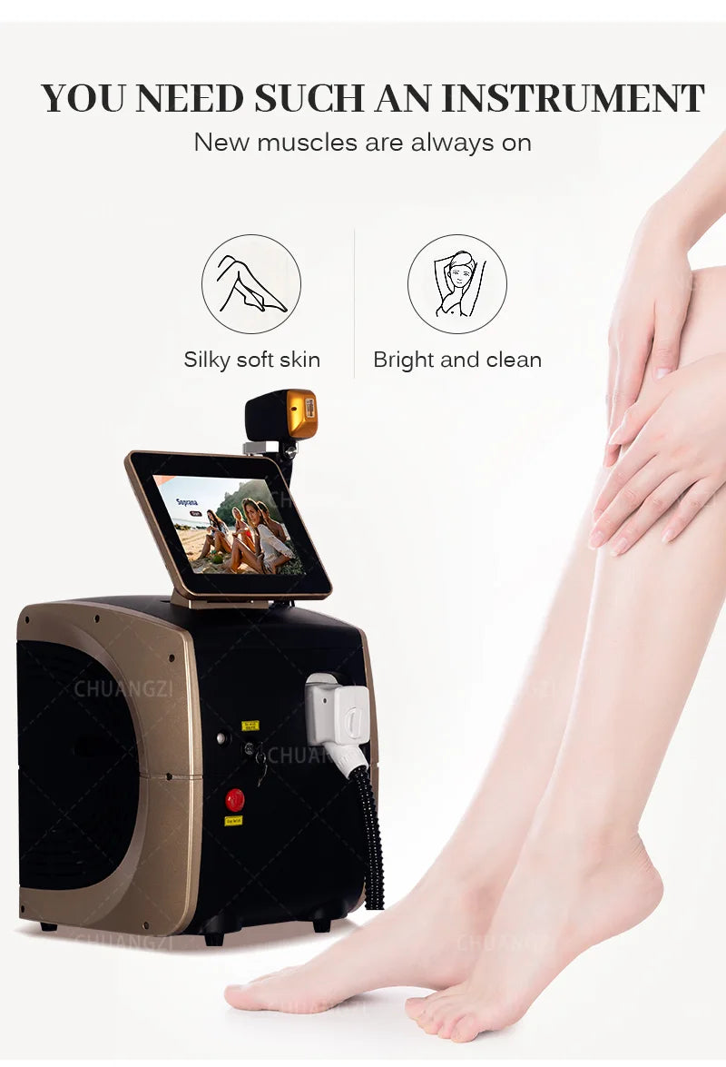 2025 Best Depilator New Ice Platinum Cooling System Skin Care 808nm Diode Laser Hair Removal Machine 3-Wavelength