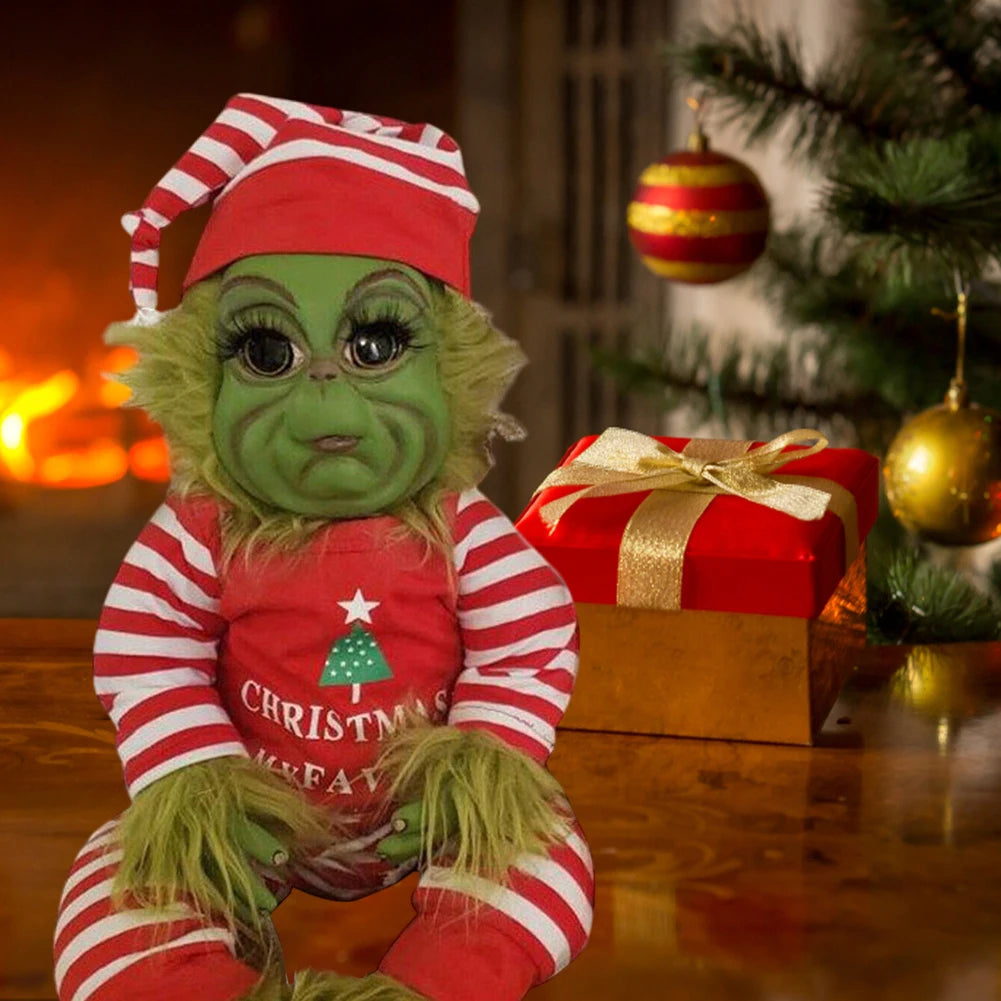 Christmas Baby Doll Soft for Grinch Doll Christmas Plush Doll Green Monster Doll Green Hair Monster Plush Toy Xmas Kids Gifts
